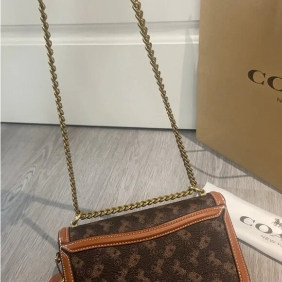 COACH HERO Horse and Carriage Print Shoulder Bag Truffle CAS83 Outlet NEW - Picture 7 of 9